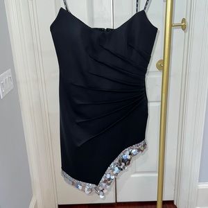 SHO by Tadashi Shoji Strapless Paillette-Hem Neoprene Dress NWT